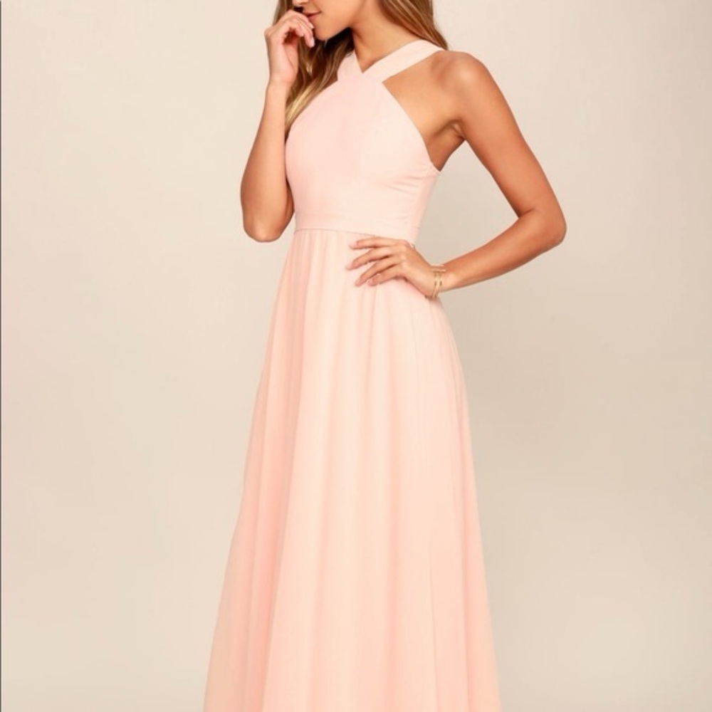 Lulus Air of Romance Peach Blush Gown